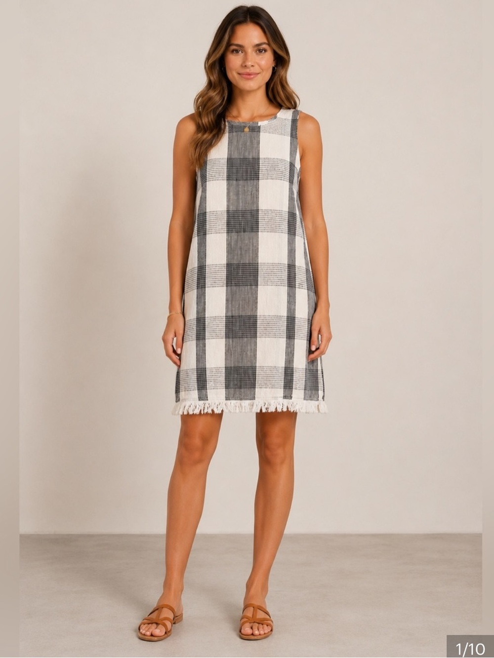 Sam & Jess Plaid Shift Dress with Fringe